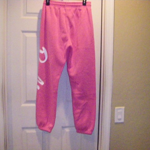 Barbie Sweatpants Joggers Hot Pink w/ White Logo Junior Women's Sizes New - Picture 8 of 16